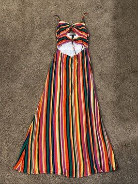 Forever 21 Multicolor Striped Cutout Maxi Dress